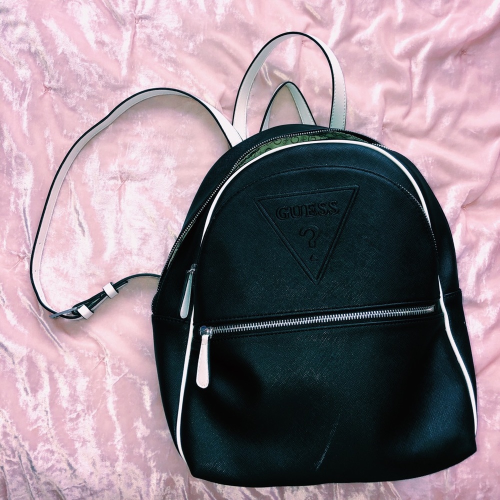 Black Leather Guess Backpack